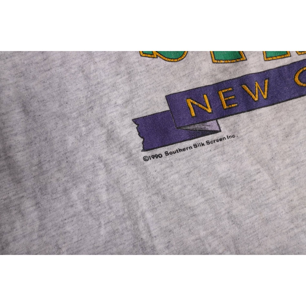 Vintage 1990 Bourbon Street New Orleans T-Shirt Hanes Heavyweight Gray XL 90s - Picture 3 of 7